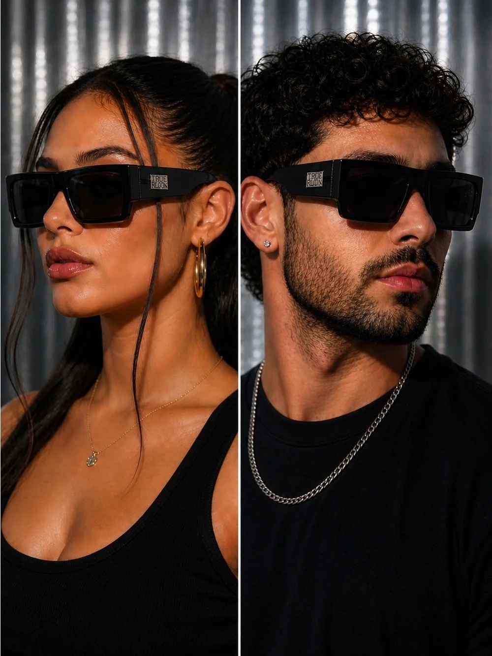 True Religion-UniSex TRM1894X-4MBF-S Matte Black Oversized Square Sunglasses NWT